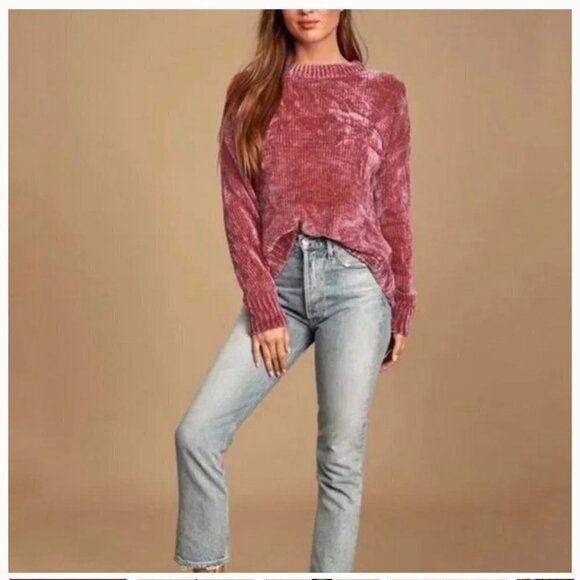 Philosophy pink chenille super soft sweater.  Size large - Picture 1 of 8